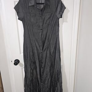 Black Button Front Maxi Dress